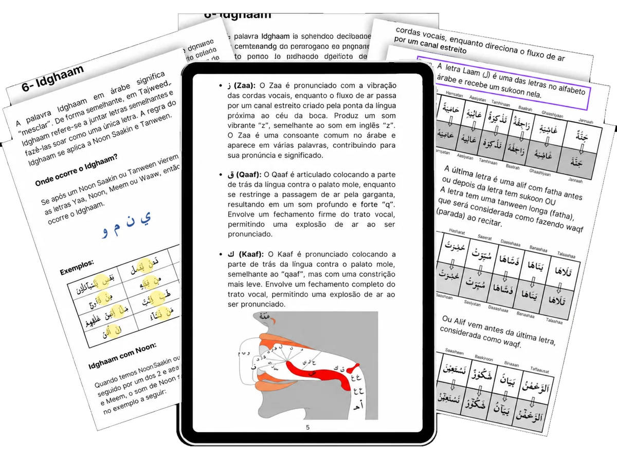 Fichas visuais de apoio ao estudo de Tajweed